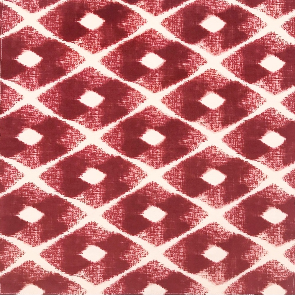 West Elm Red & Cream Ikat Cotton Napkins Set of 6 - Picture 2 of 7